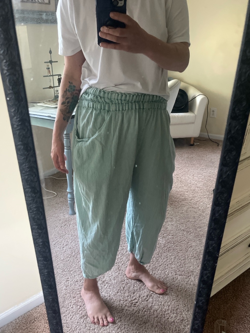 Soft baby blue Gauze Jogger Pants | Boho Lounge Comfort | S/P